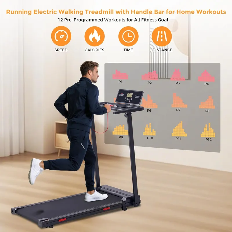 POTUPUS Portable Compact Walking Pads Treadmills with Handles for Home